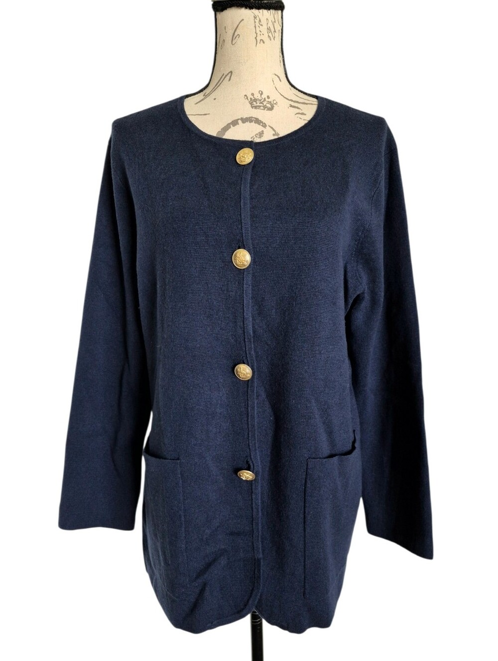 J. Crew Giselle Merino Knit Sweater Blazer Cardigan S Blue Old Money Classic